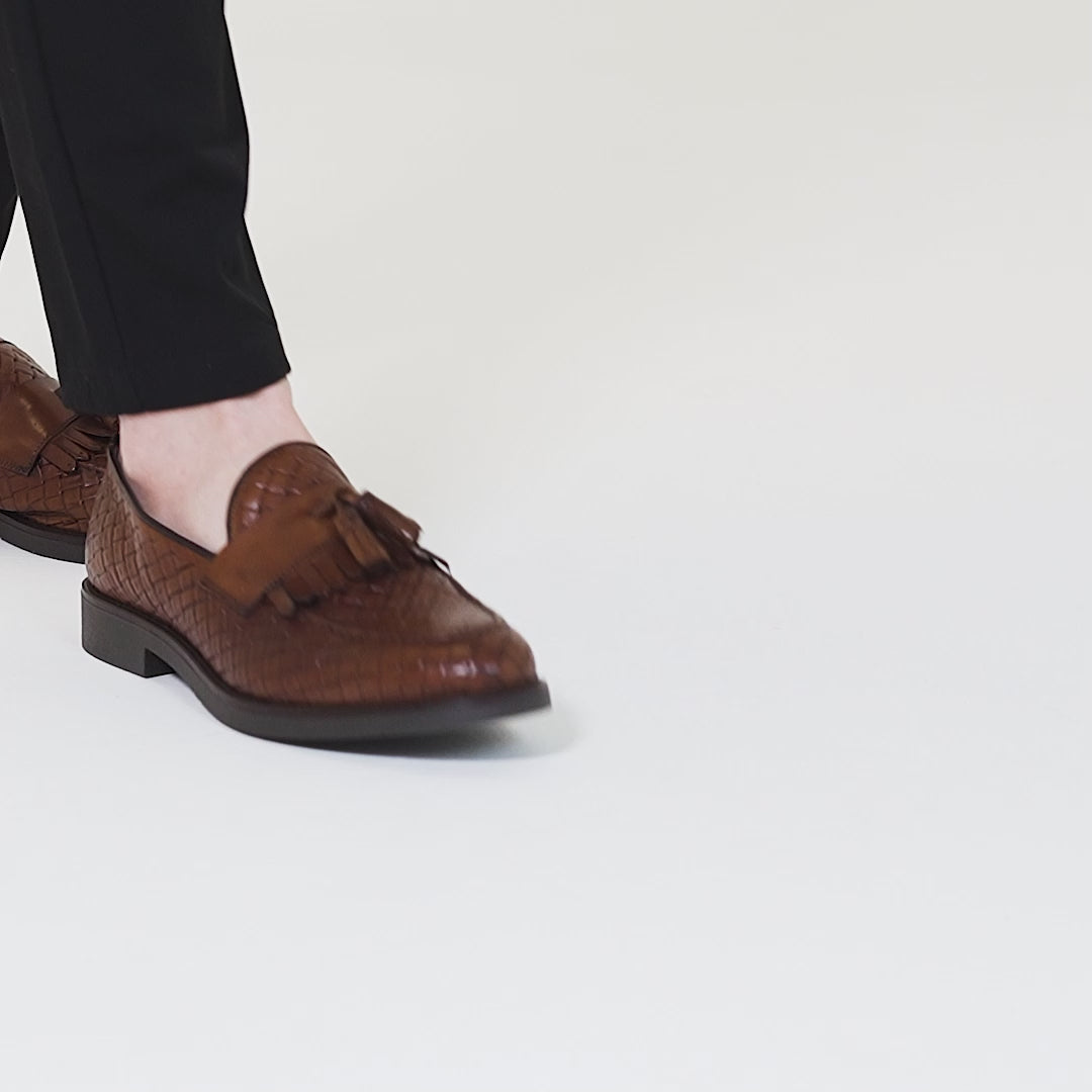 Cruise muške mokasine od prave pletene kože